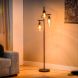 Vloerlamp zwart amber glas 3-lichts - Lungo