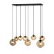 Hanglamp Macato zwart amber glas 8-lichts