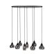 Hanglamp Lungo zwart smoke glas 8-lichts