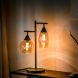 Tafellamp zwart amber glas 2-lichts - Lungo