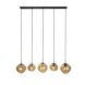 Hanglamp Macato zwart amber glas 5-lichts