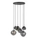 Hanglamp Macato zwart smoke glas 6-lichts
