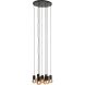 Hanglamp Trecate mat zwart 9-lichts rond