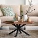 Salontafel Romaro teakhout 90 cm rond mix rough
