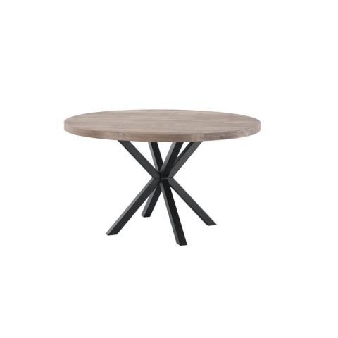 Eettafel Tavolo eikenhout 130 cm rond lichtgrijs