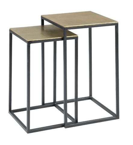 Bijzettafelset Pilunio 32 en 35 cm vierkant vergrijsd goud