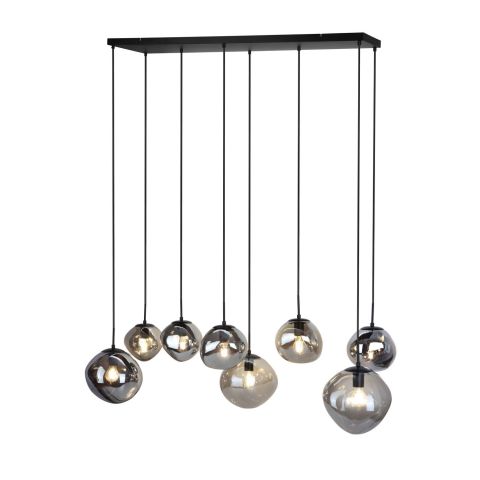Hanglamp Macato zwart smoke glas 8-lichts