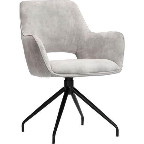 Eetkamerstoel Buco draaibaar velvet lichtgrijs