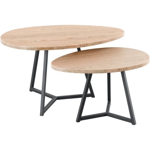 Salontafelset Locarnio 40 en 52 cm organisch misty oak