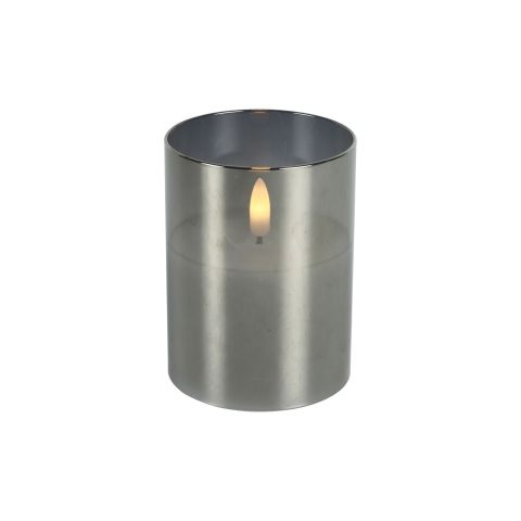 Kaars Caposele Led small grijs glas rond