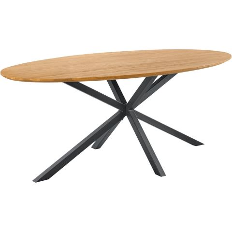 Eettafel Aska teak 200x100 cm ovaal naturel brushed