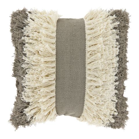 Sierkussen Antrona 45x45cm taupe kwasten