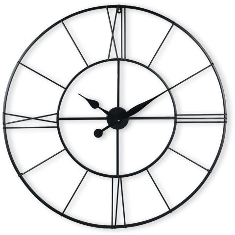 Klok Nimar metaal rond 80cm zwart strak dessin 63