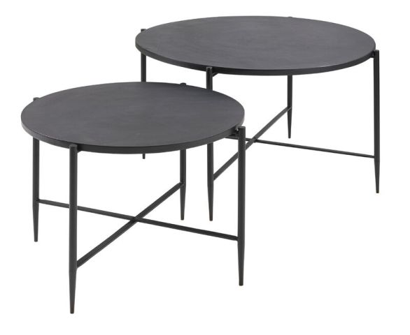 Salontafelset Pilunio 64 en 84 cm rond zwart
