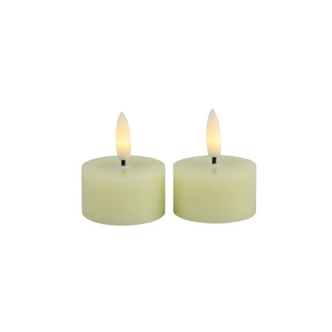 Theelicht Benevento Led creme 4 cm rond set van 2
