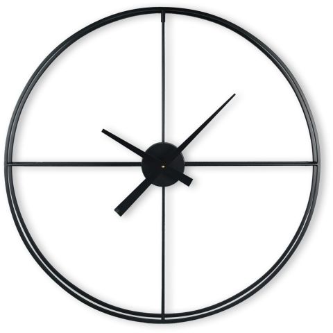 Klok Nimar metaal rond 80cm zwart strak dessin 61