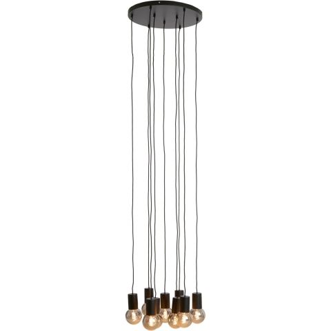 Hanglamp Trecate mat zwart 9-lichts rond