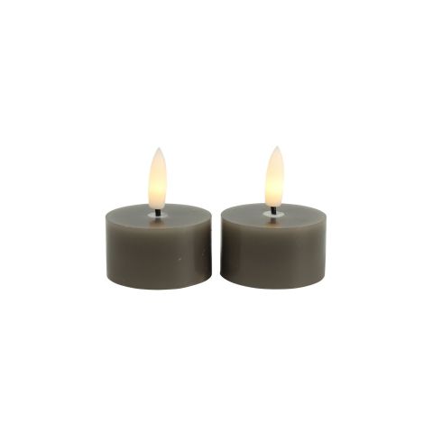 Theelicht Benevento Led grijs 4 cm rond set van 2